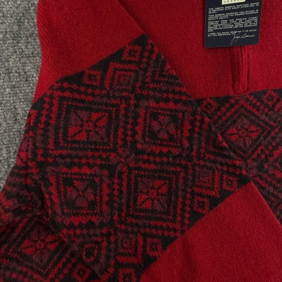 NWT Joseph Abboud Red Fair Isle Wool Blend 1/4 Zip Pullover Sweater 2XL - $80 - Picture 13 of 16
